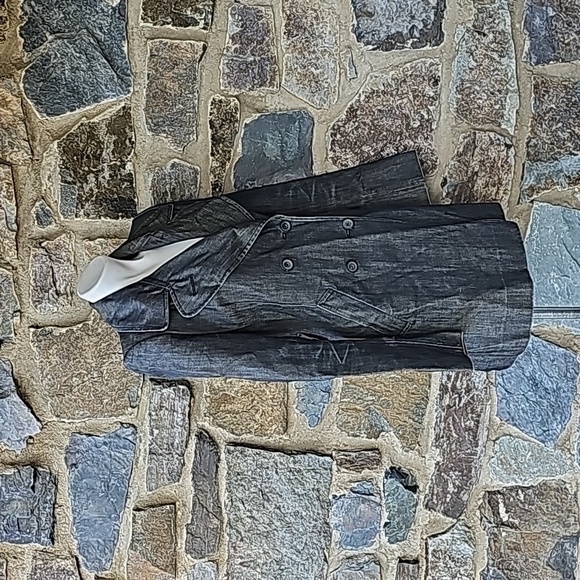 RADCLOIFFE LONDON GREY DENIM - JEANS TRENCH COAT - SIZE MEDIUM - Picture 4 of 12